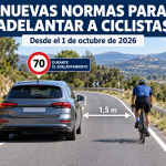 Nuevas normas para adelantar a ciclistas y sus sanciones desde octubre de 2026.